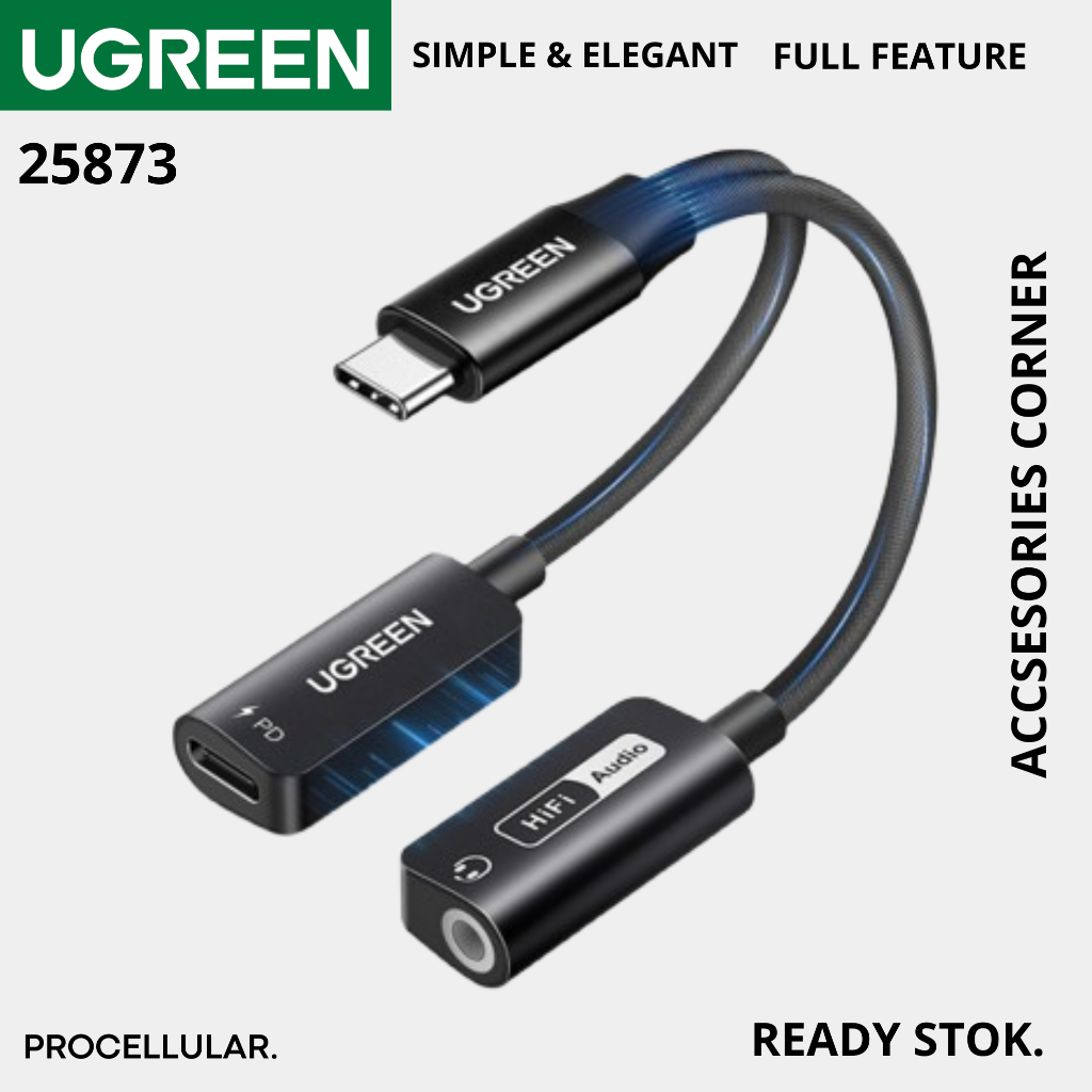 Ugreen Splitter Type C to Jack Audio Adapter Fast Charging 60W 25837