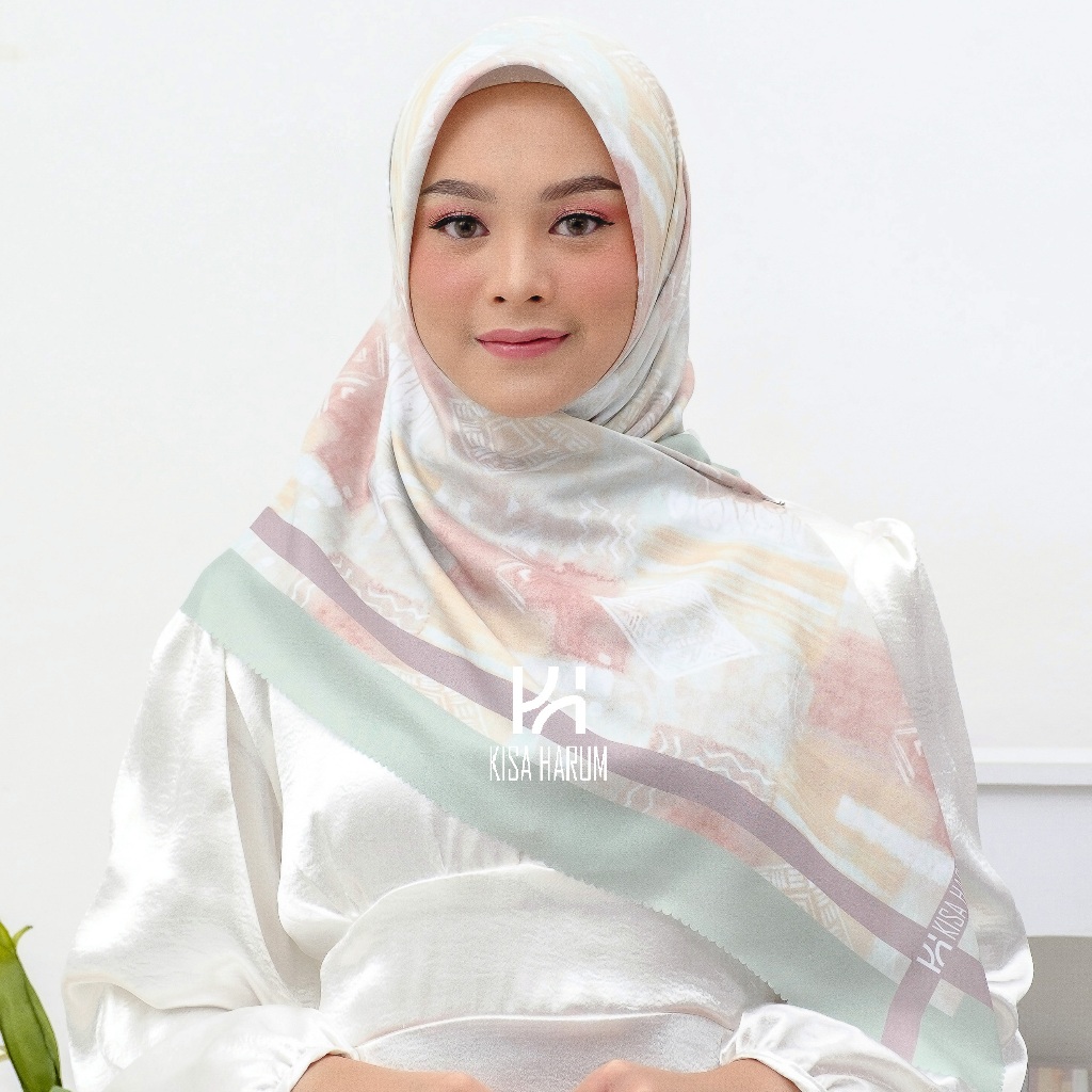 KISA - Hijab segiempat voal motif 110x110cm warna mint