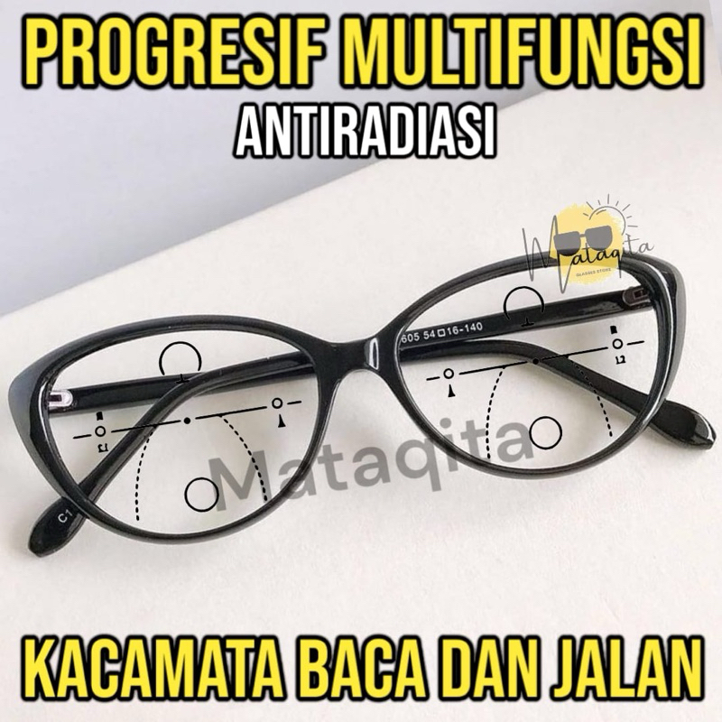 Kacamata Baca Progresif Antiradiasi Wanita | Kacamata Baca Plus Jauh Sedang Dekat
