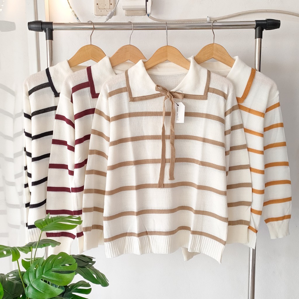 Sweater salur stripe rajut/sweet rajut motif/atasan rajut/rajut motif/atasan wanita motif