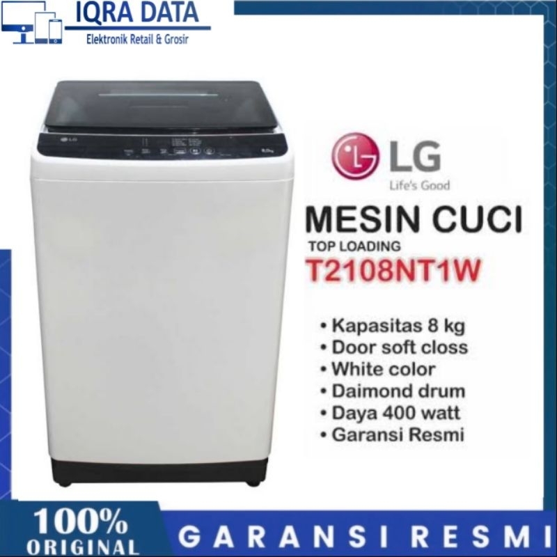 Mesin Cuci LG 8KG Top Loading 1 Tabung T2108NT1W Garansi Resmi 10 Tahun