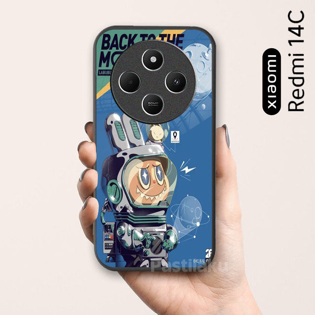 Softcase Glass Glossy [SF181] Redmi 14c Motif Labubu Casing Handphone Aksesoris HP Xiaomi Terbaru Ca