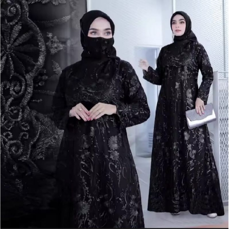gamis brukat tile mutiara