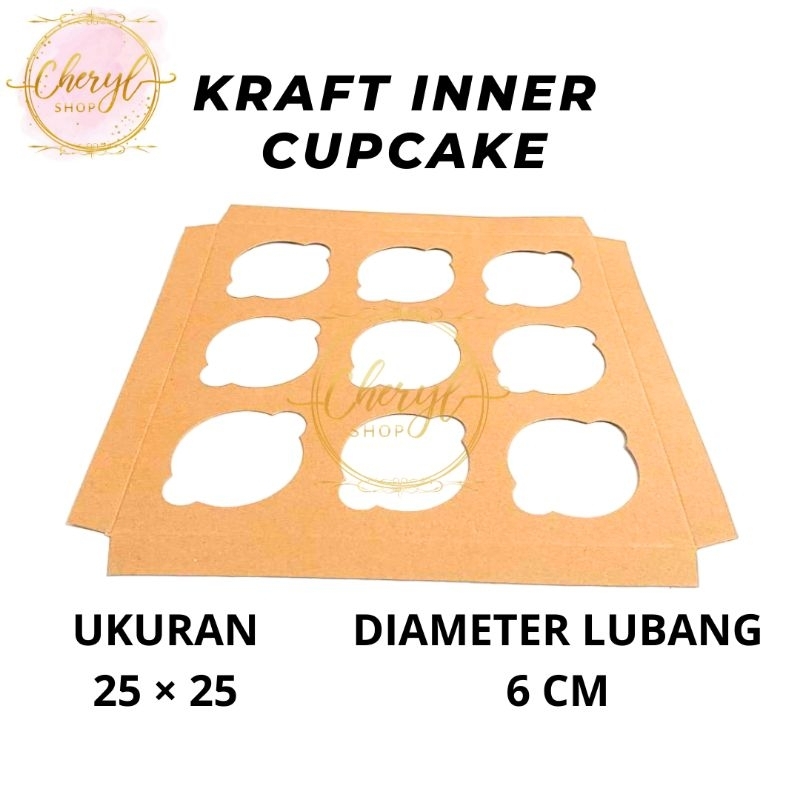

(10 PCS) DOS / DUS KRAFT INNER CUPCAKE LUBANG 9 / Karton Box Kotak Hampers Kraft