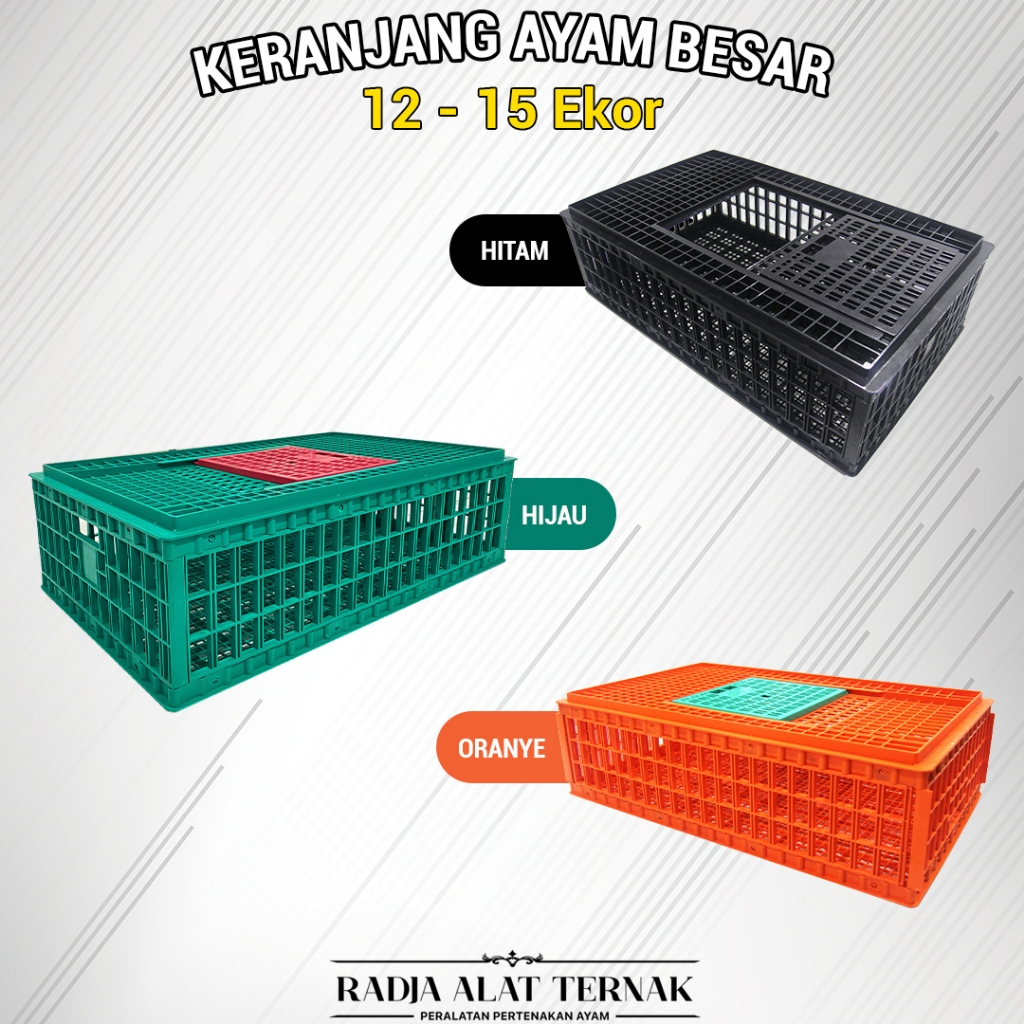 Keranjang Keramba Ayam Potong Besar Jumbo Hitam / Hijau / Oranye 12 15 Ekor Transport Panen Broiler