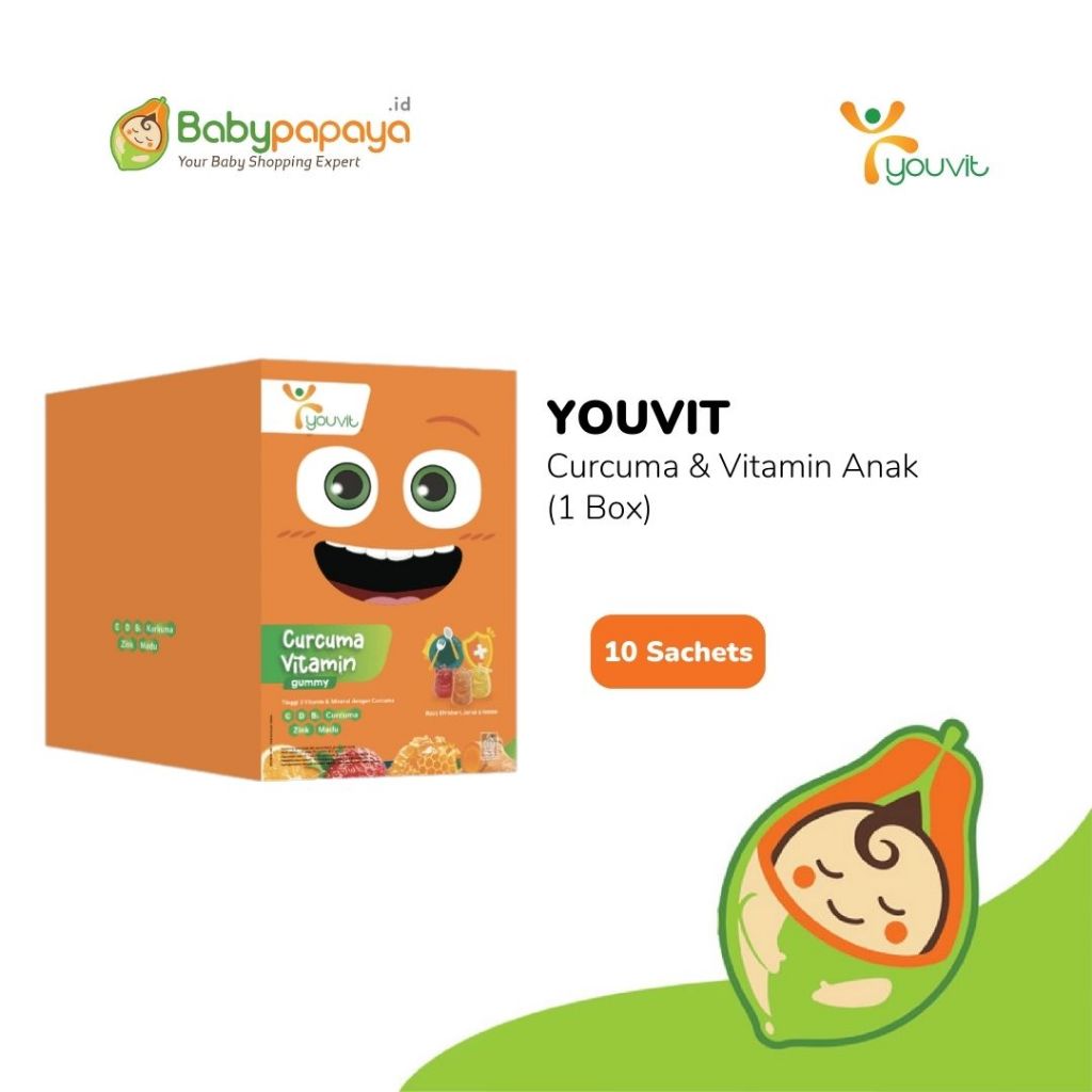 Youvit Curcuma & Vitamin Anak 10 Sachet (1 Box) dengan Curcuma, Zink, dan Madu | Meningkatkan Nafsu 