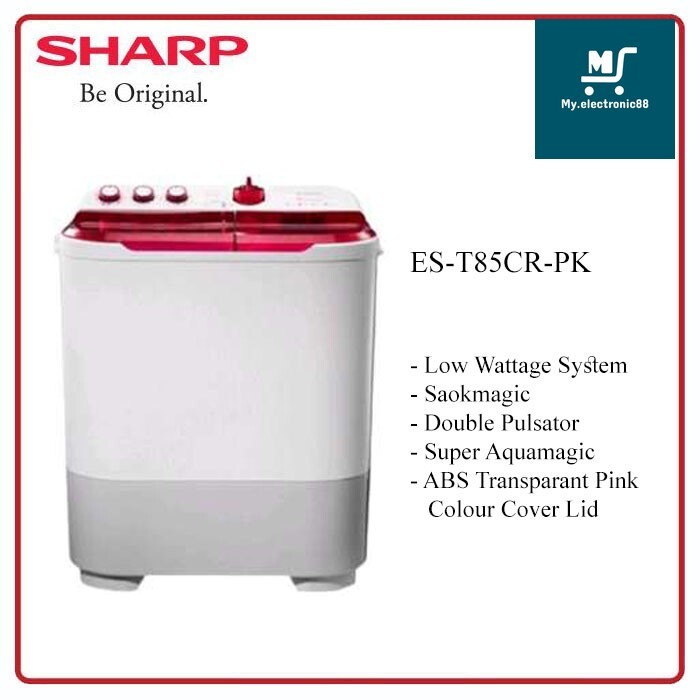 MESIN CUCI SHARP 2 TUB 8KG(ES-T85CR-BK)