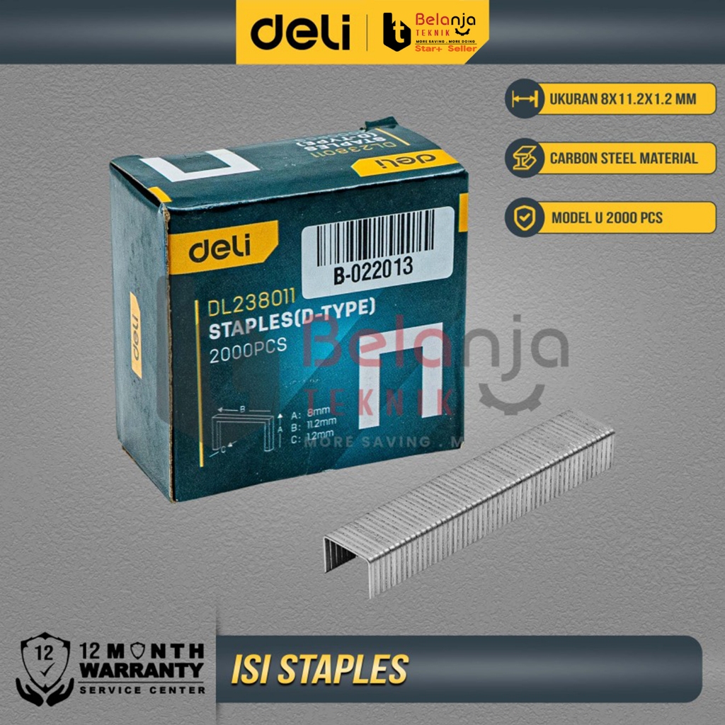 

Deli Isi Ulang Staples Tembak Model U 2000 pcs Isi Staples Manual 8 mm EDL238011