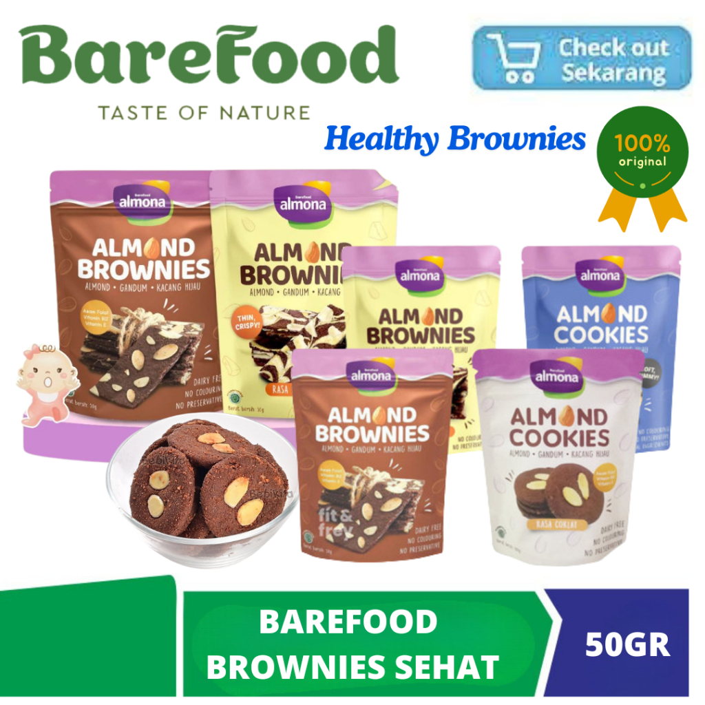 

- BAREFOOD ALMOND BROWNIES COOKIES ASI BOOSTER / BROWNIES INSTAN / ORIGINAL / BPOM / COD / GRATIS ONGKIR