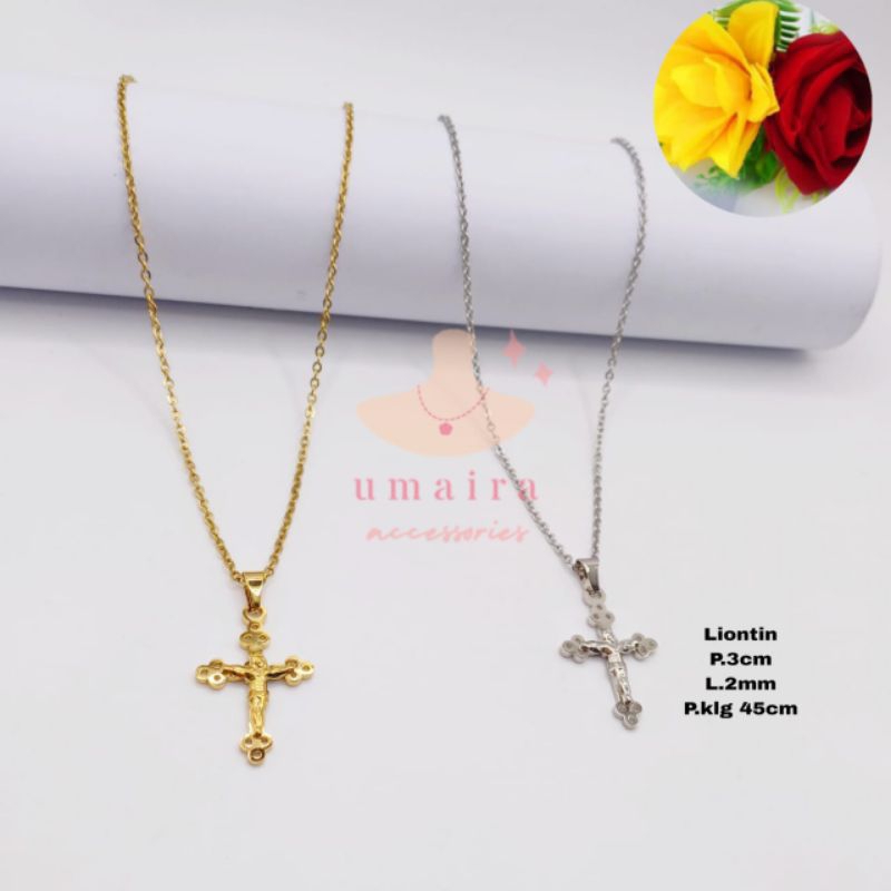 Kalung Liontin Salip - Kalung Titanium Salip - Kalung Titanium Pria - kalung Pria anti Karat Anti Lu