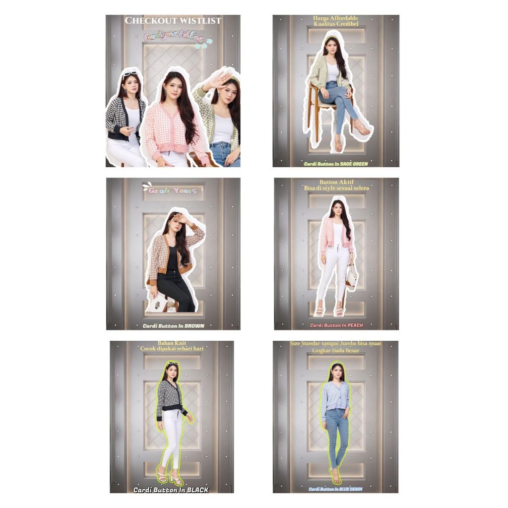 JKFashion - RJD OOTD Cardigan  Jumbo Combinasi Kotak Lengan Panjang Kancing Depan / Cardigan BUTTON 