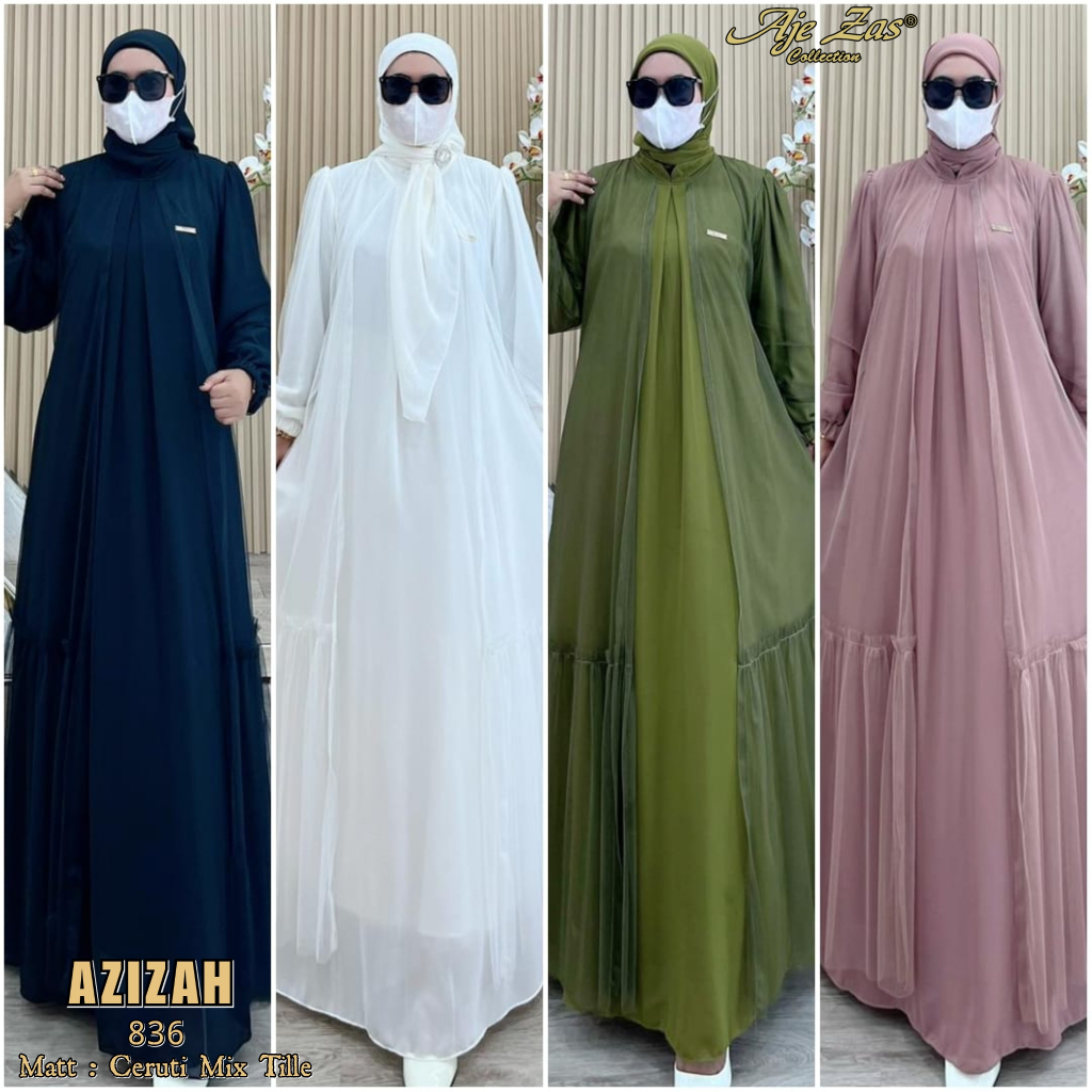 Gamis Syar'i Terbaru Burket Kode AZIZAH Bahan Ceruty Beby Doli