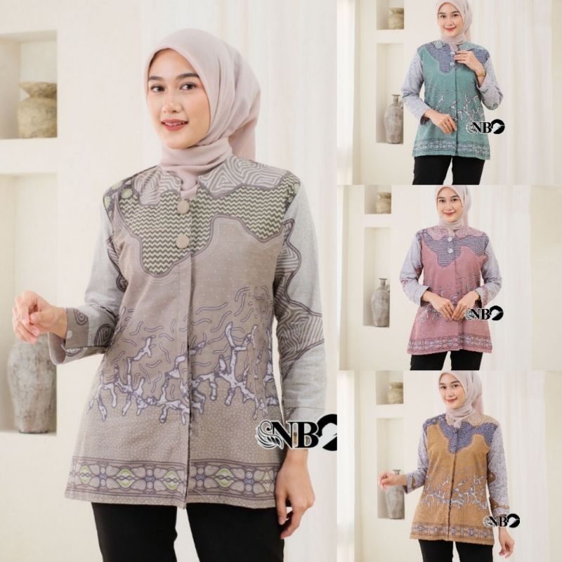 Baju Batik wanita ASJ SA HRB026 Kenongo Kemeja Tosca Pendek