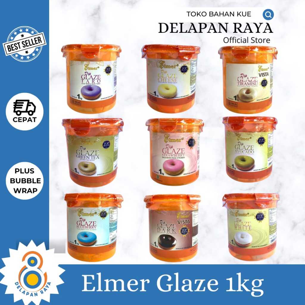 

ELMER DIP GLAZE 1KG ALL VARIANT/ TOPPING DONUT GLAZE DARK TIRAMISU GREENTEA -8Raya