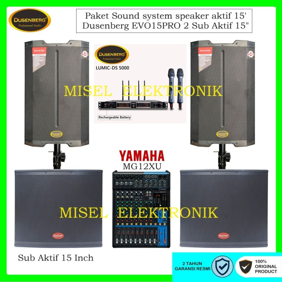 Paket Sound system outdoor Speaker aktif 15 Inch Dusenberg 2 sub aktif 15 Inch