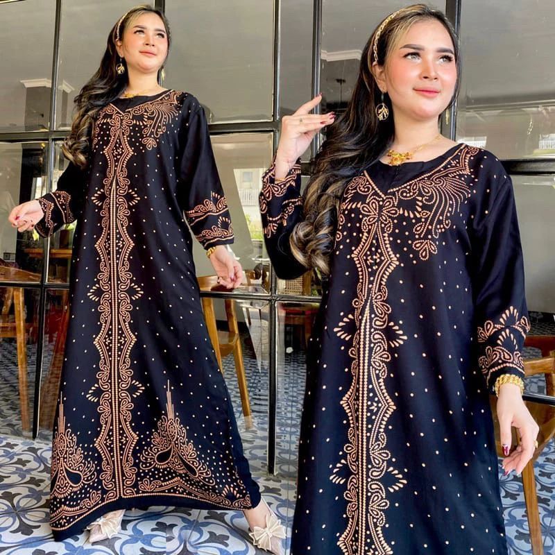 DASTER LONGDRESS LENGAN PANJANG KANCING DEPAN KEKINIAN LD 100 - 110
