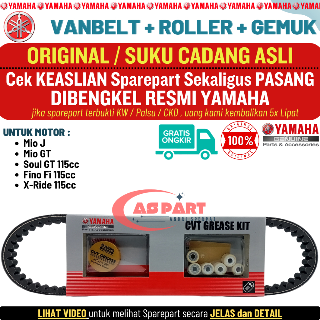Vbelt Vanbelt Mio J Original Yamaha , Vanbelt Mio GT Original Yamaha , Vanbelt Mio Soul GT115 Ori , 