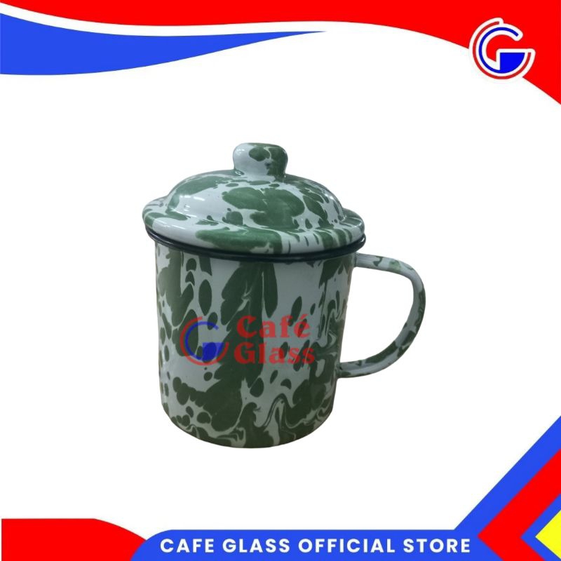 CANGKIR MUG ENAMEL LURIK 9cm / GELAS LURIK ENAMEL + TTP