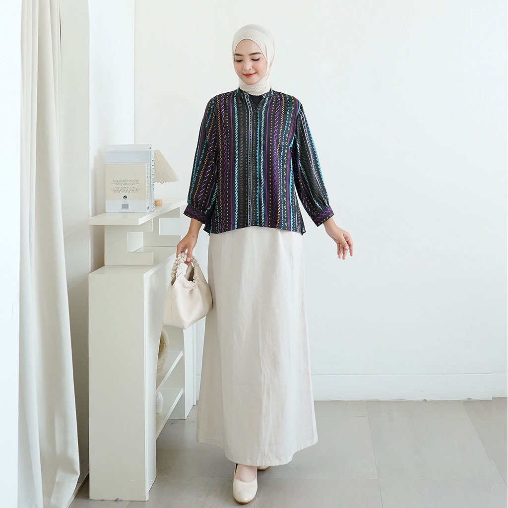 Sekido - Resha Blouse Atasan Wanita Motif Garis Bahan Rayon