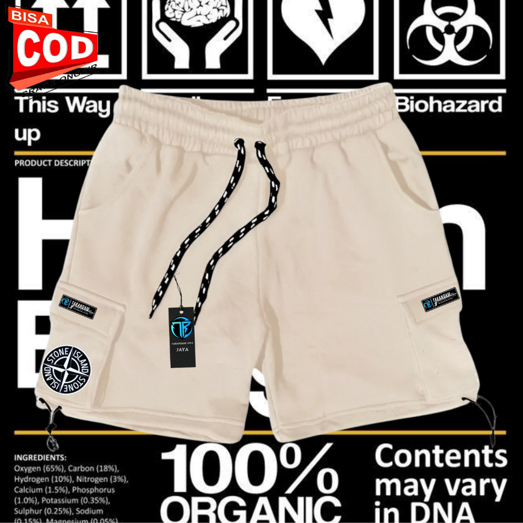 New Celana Cargo Pendek Pria Santai Stone Island Bahan Katun Fleece Adem Dan Lembut Terlaris Kota Ba