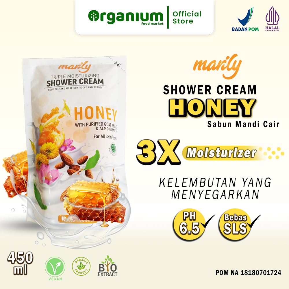 Body Soap MARILY Sabun Mandi Cair Organik Bebas SLS Honey - 450ML