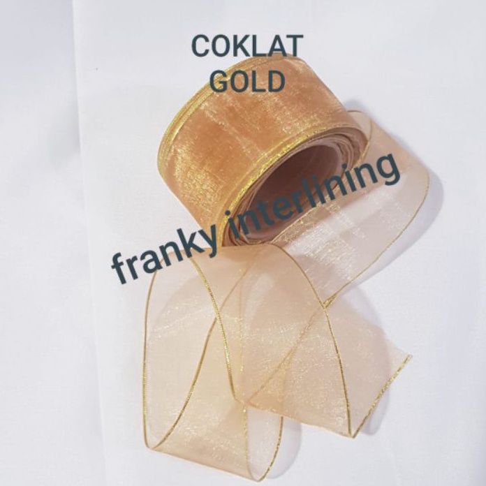 

Pita Organdi List Mas Lebar 4cm Isi 18meter Per Roll