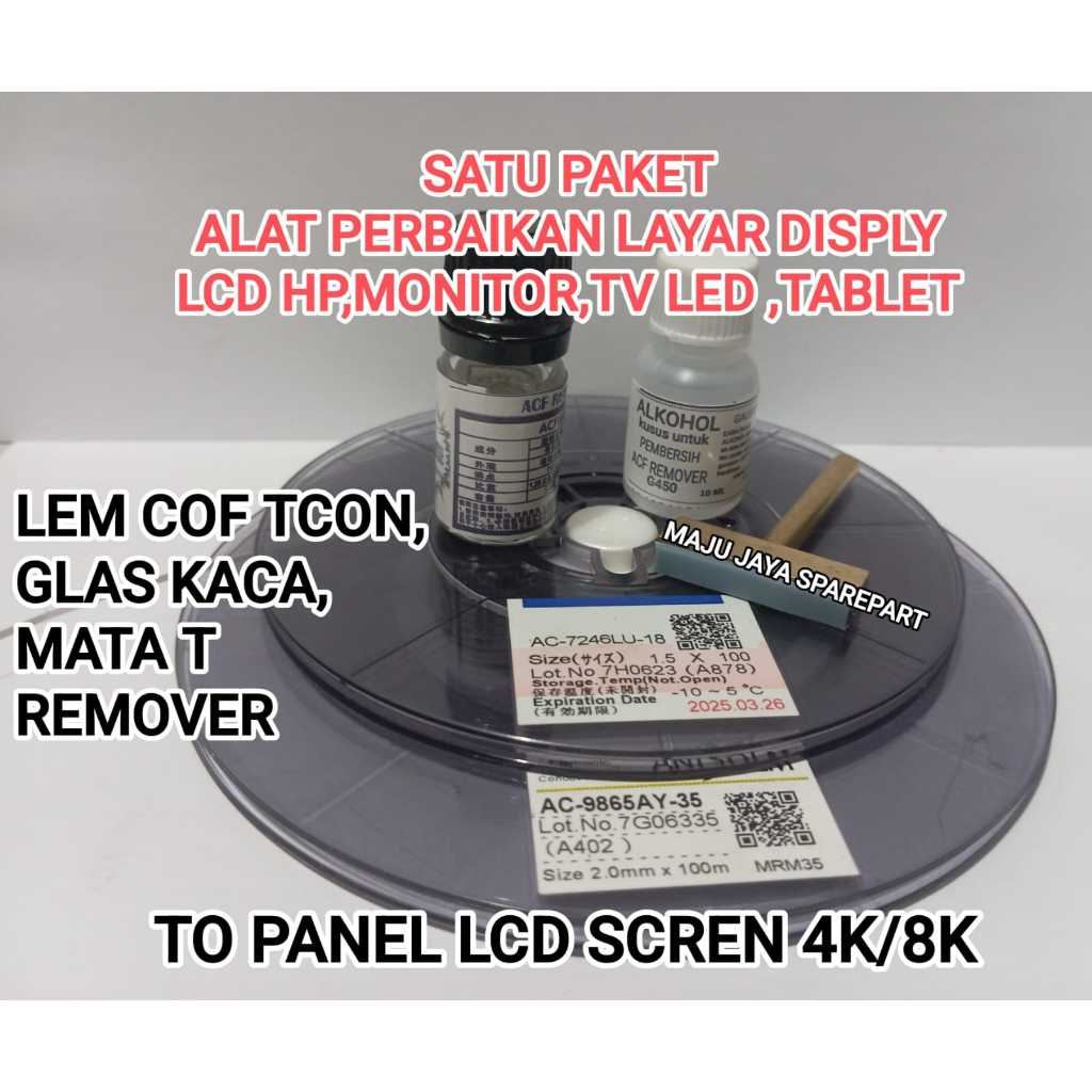 PAKET LEM COF TCON DAN LEM COF LCD BESERTA KEPERLUANYA remover dan mata Solder type T for disply 8k
