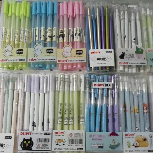 

[BOX/12PCS] HITAM - DTIAN GEL PEN DTian // PEN LUCU PEN CAIR MURAH/PEN BISA DIHAPUS