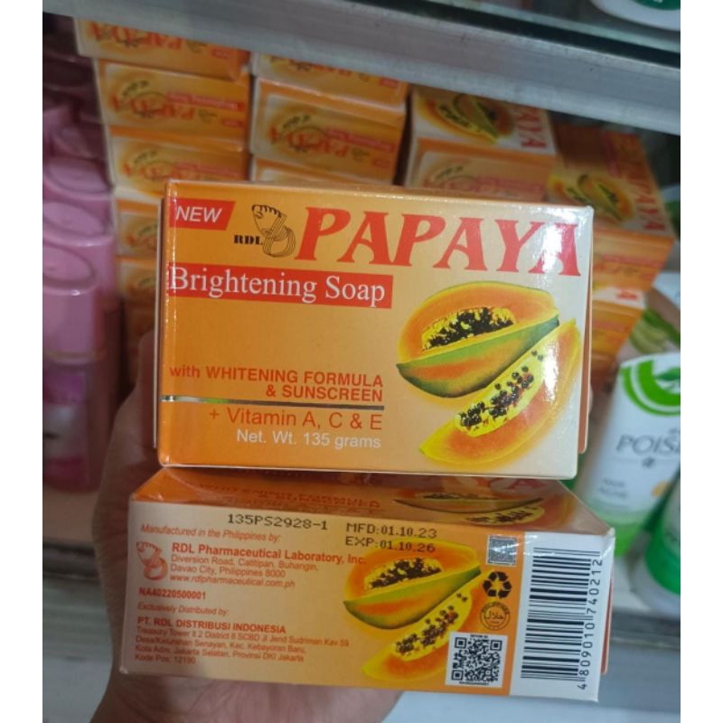 SABUN PAPAYA RDL BRIGHTENING SOAP JUMBO 135 gr ORIGINAL ASLI RDL