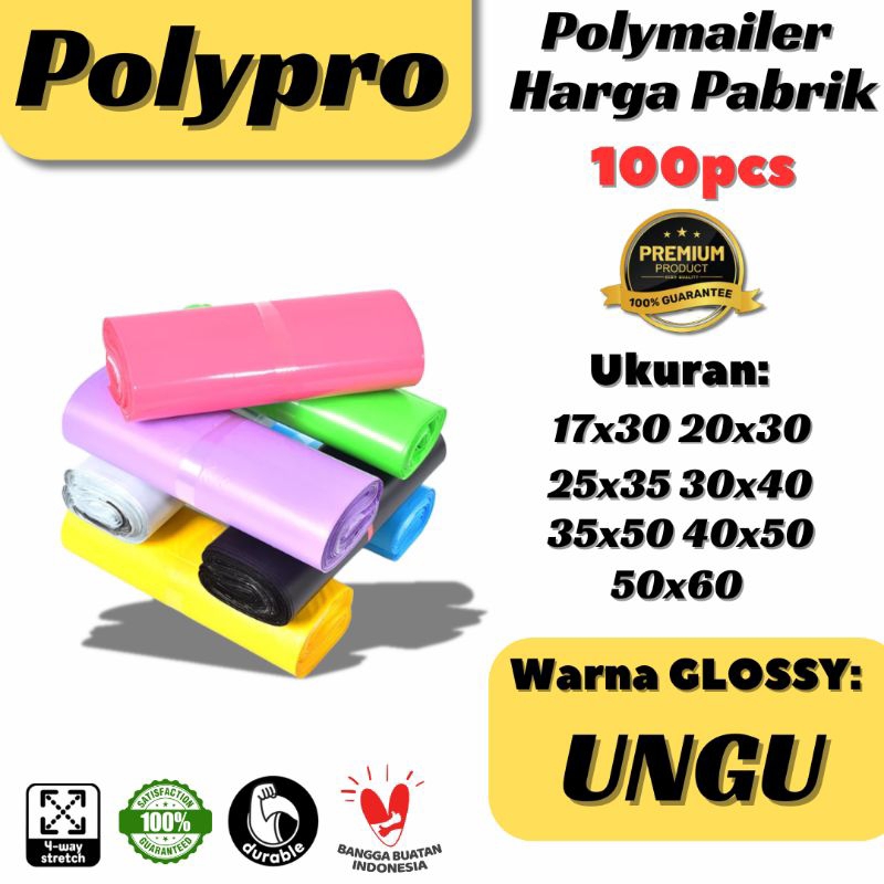 

Plastik Packing Ungu Glossy / Polymailer Warna LDPE Glossy (Isi 100Pcs)