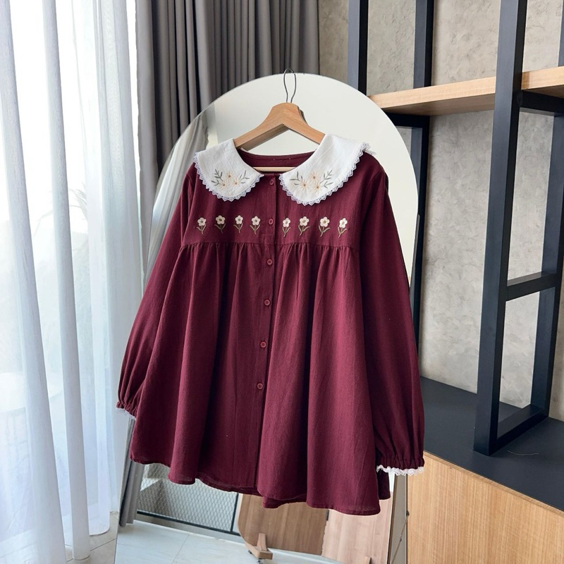 Celine Shirt | Kemeja Linen Bordir | B417