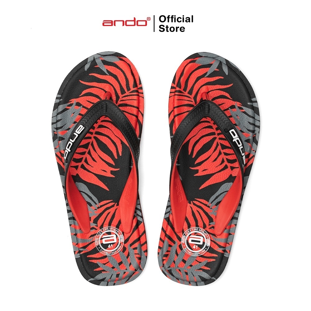 ANDO MARQUEZ 02 Hitam-Merah - Sandal jepit Pria Karet Ando 2024