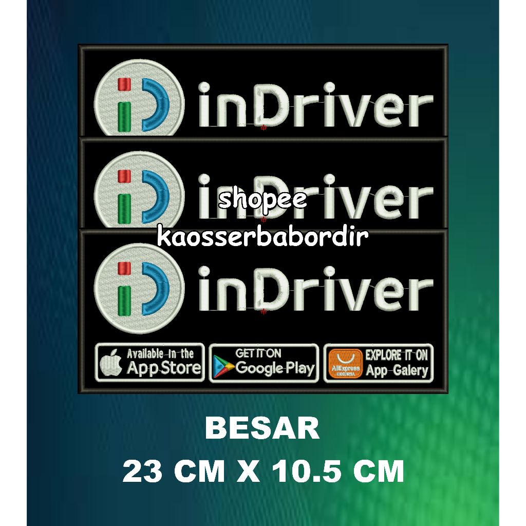 Emblem InDriver Belakang / Besar Dasar Hitam Bordir Komputer Logo InDriver (Design 018)
