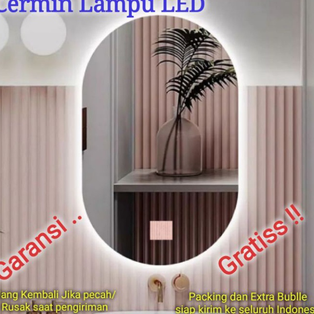 Eksklusif Cermin LED Lampu Cermin Rias Dinding Fashion Aestetick Bulat Oval Tempel Gantung