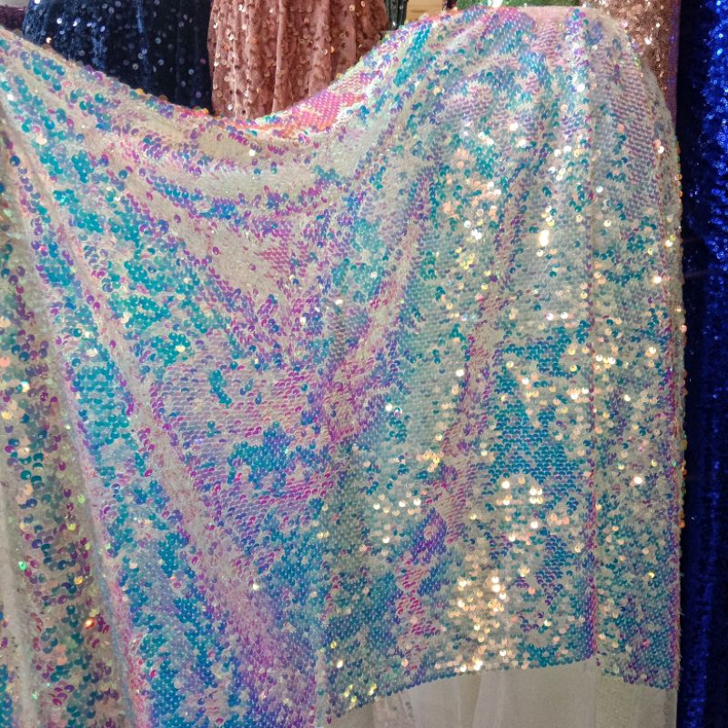 Kain Tile Full Payet Squinn Warna Pelangi