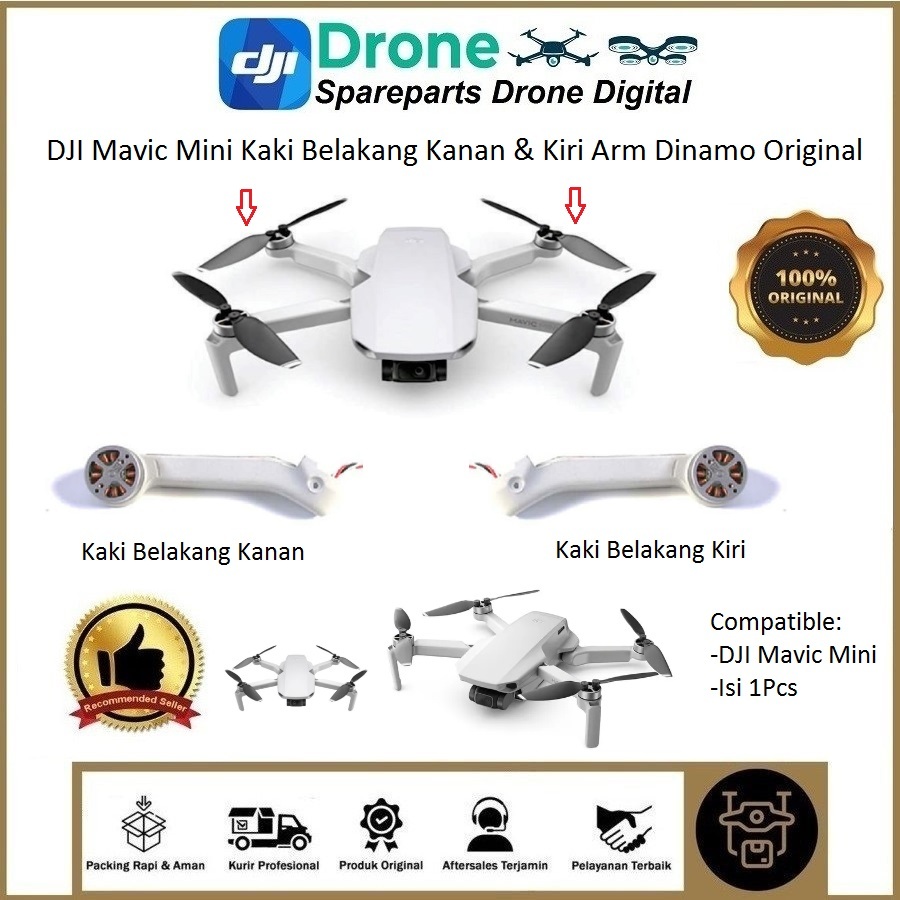 DJI Mavic Mini Kaki Belakang Kanan & Kiri Arm Dinamo Motor Original Mini 1 Motor Arm Rear