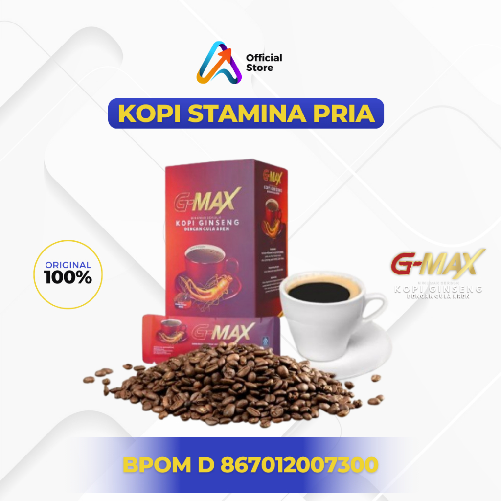 

KOPI G-MAX - Kopi Gingseng Stamina Pria 1 Box isi 10 sachet Original - Albata Official Store