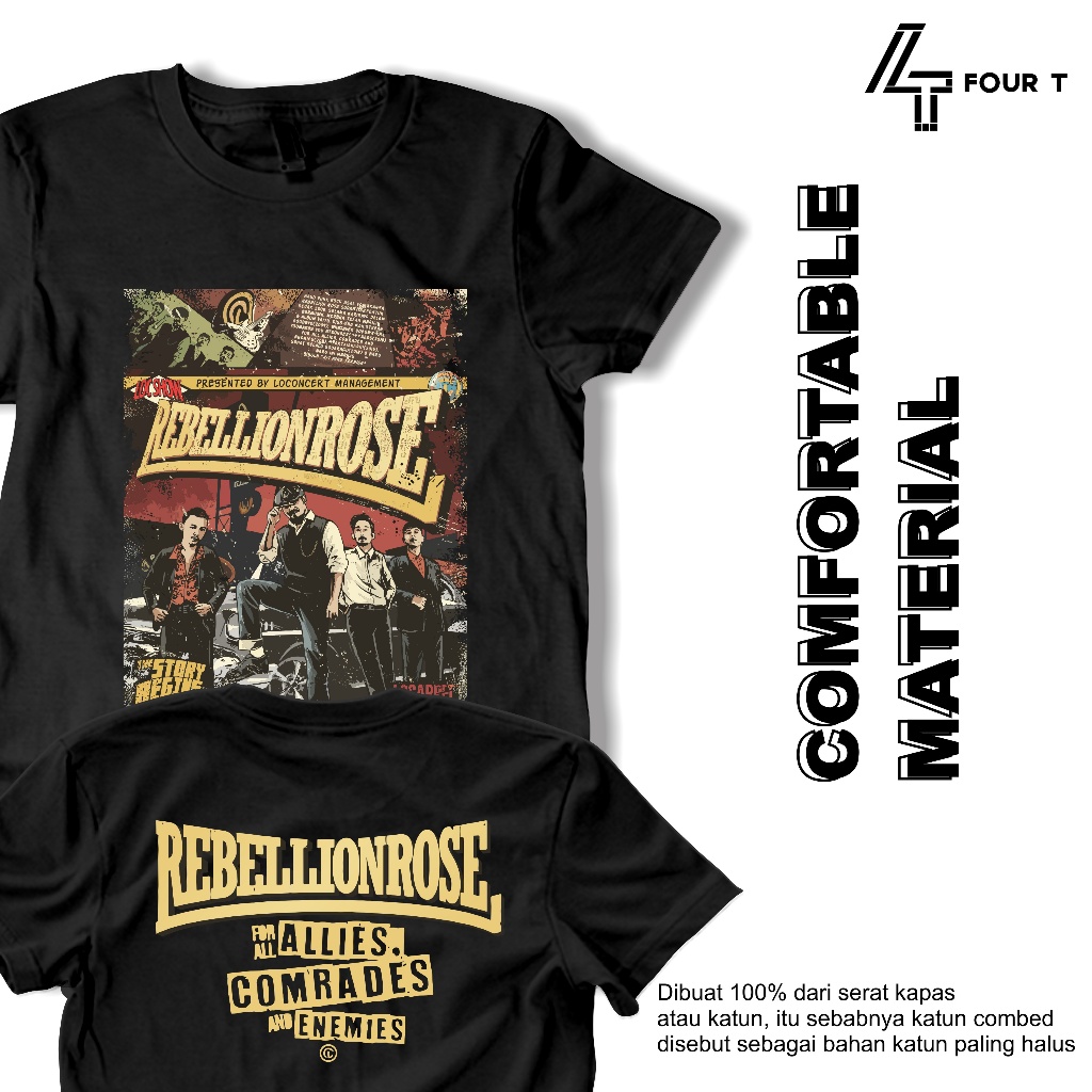 (Gratis Stiker) Baju Kaos Rebellion Rose Aku Kamu Dan Samudra Punk Ban Tshirt Distro Kaos Pria Wanit