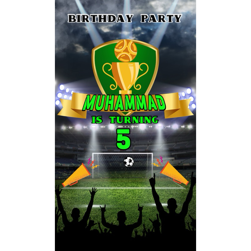 UNDANGAN ULANG TAHUN DIGITAL TEMA BOLA/SEPAK BOLA/SOCCER