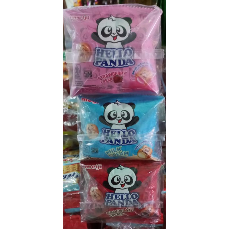 

Hello Panda, Coklat, Strauberi, Milk cream, Isi 10 Bungkus @8g