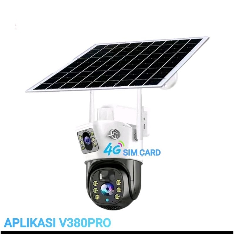 CCTV SIM CARD TENAGA SURYA/CCTV PANEL SIM CARD CCTV SOLAR CAMERA OUTDOOR 8MP 4K Dual Lensa  IP66 WAT
