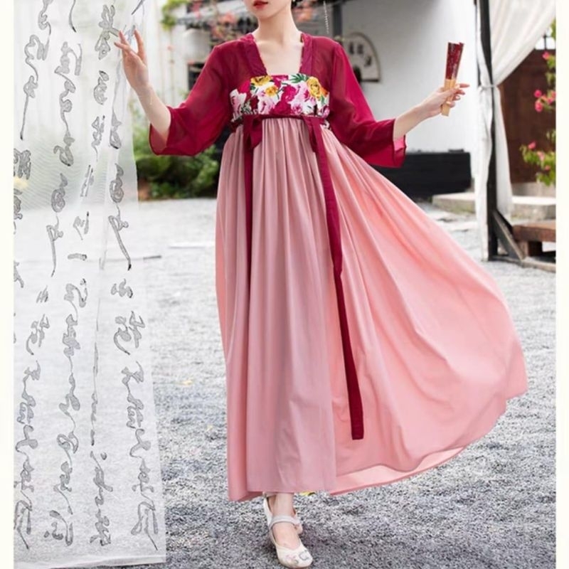 98002 Baju maxidress ZENXI CHEST-HIGH HANFU HANBOK DRESS tradisional China Chinese CNY cheongsam jep