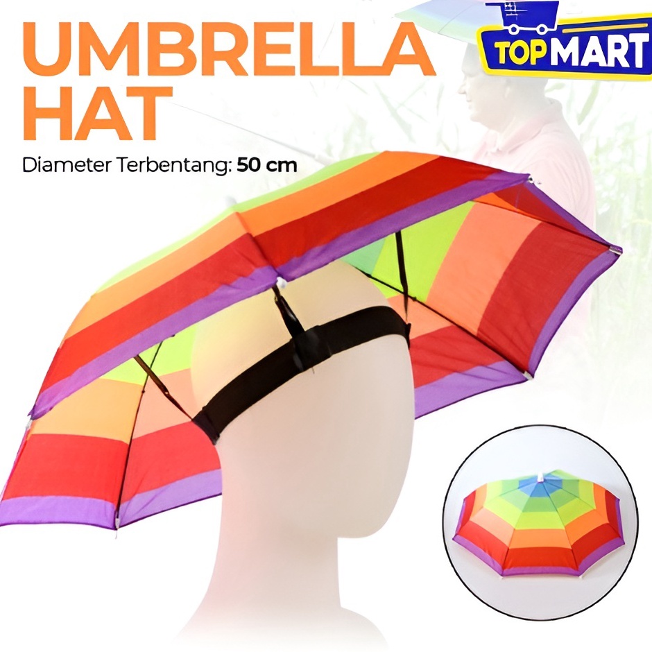 Buruan Order  Topi Payung Kepala 5cm Anti UV Mancing Traveling Golf Outdoor Payung Kepala AnakAnak P