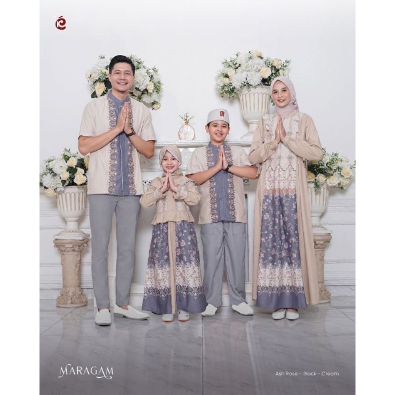 Sarimbit Family Premium Maragam Cream by Keke|Sarimbit Terbaru|Famset|Gamis Couple|Gamis Anak Set Hi