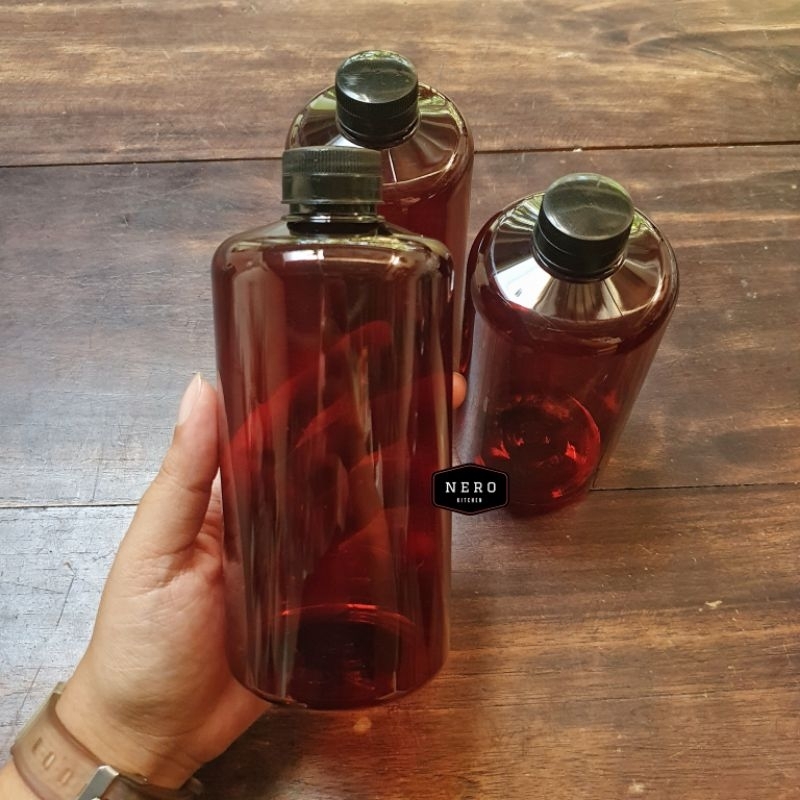 Botol Coklat 500ml Plastik / Botol Amber Plastik / Botol tempat sabun / Botol minum kemasan / Botol 