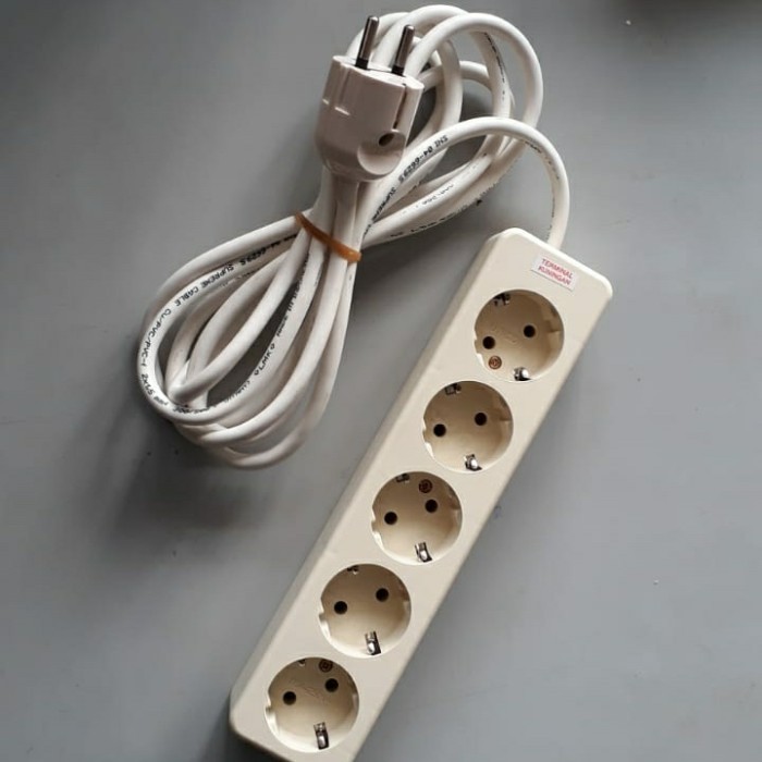 Stop Kontak 5 Lubang + Kabel 3 meter / Stop Kontak Kabel Gecom siap pakai - AS