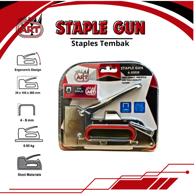 

RT Staple Gun 4-8mm Standar R23 Stapler Tembak Gun Tacker Alat Staples dan Paku Tembak Staple Gun Tacker Standar 4 - 8 mm