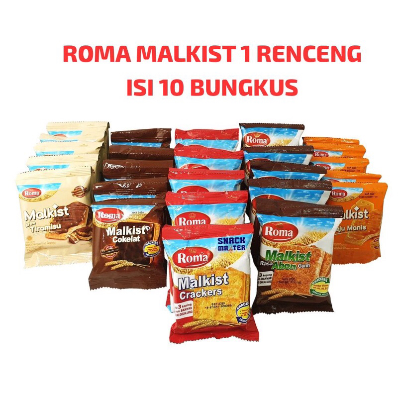 

ROMA MALKIST KEMASAN 1 RENCENG ISI 10 BUNGKUS