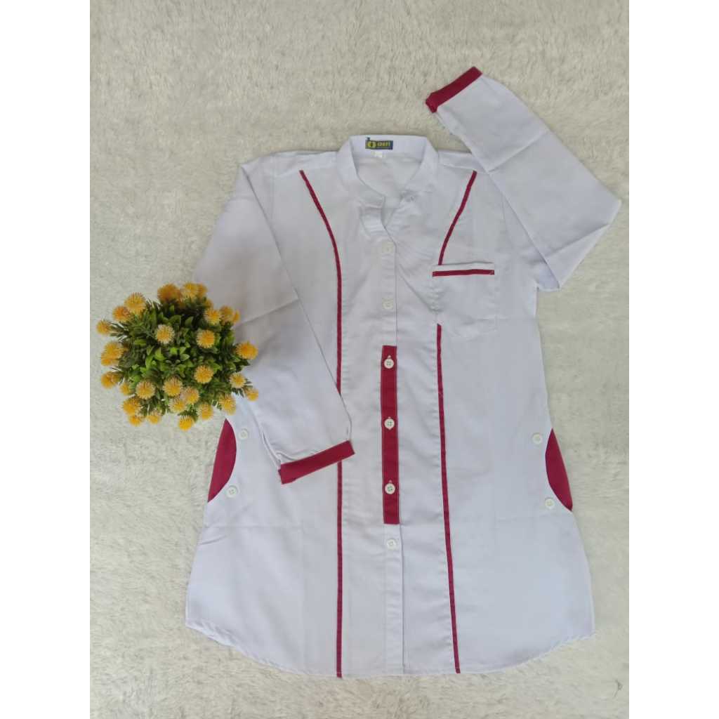 BAJU SANTRI PUTRI// KEMEJA PUTIH LIST SANTRIWATI