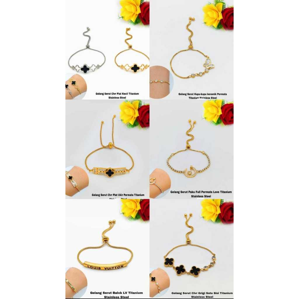 Gelang serut Titanium Fashion Wanita Kekinian Anti Luntur CP001-CP006
